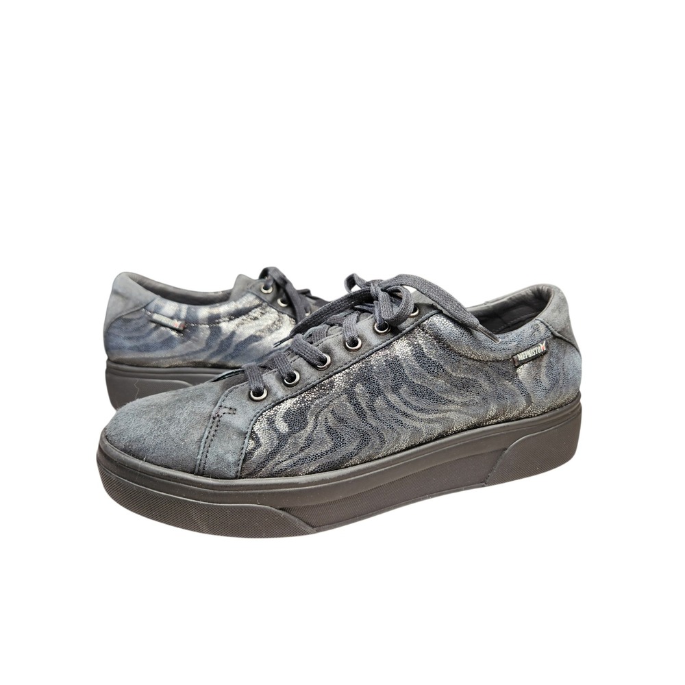 Mephisto Fanya Black Metallic Zebra Leather Suede Comfort Sneakers Platform 9.5